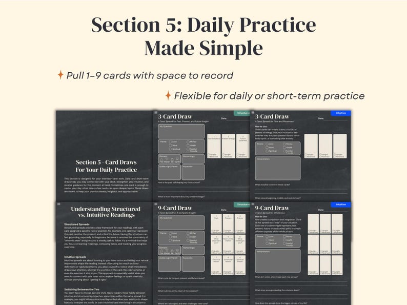 Digital Tarot Journal (Dark Version): Tarot Guide, Spreads, Logs and Daily Practice image 8