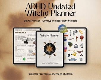 Undated ADHD Witchy Digital Planner - Light Version