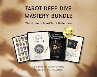 Tarot Mastery Bundle: Journal, Worksheets, Astrology, Stickers