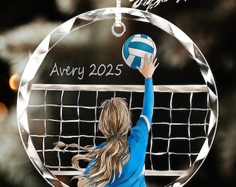 Personalized Volleyball Girl Ornament, Volleyball Player Gifts, Volleyball Lover Gift, Volleyball Xmas Glass Ornament, Volleyball Team Gifts