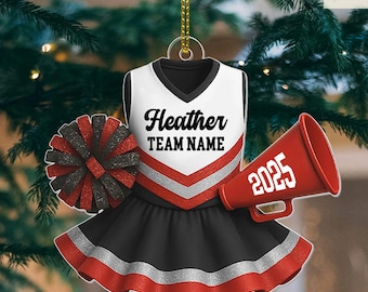 Personalized Cheerleader 2D Flat Ornament, Cheerleading Xmas Ornament, Cheerleader Team Gifts, Cute Coach Gift, Cheerleader Acrylic Ornament