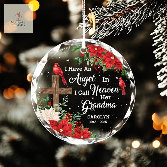 I Have An Angel In Heaven I Call Her Grandma, Red Cardinal Bird Memorial Ornament, Loss of Grandma Gift, In Loving Memory Grandma Ornaments