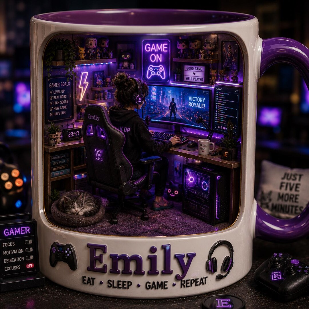 Personalized Gamer Mug, Custom Name Gaming Coffee Cup, PC Gaming Gift ...