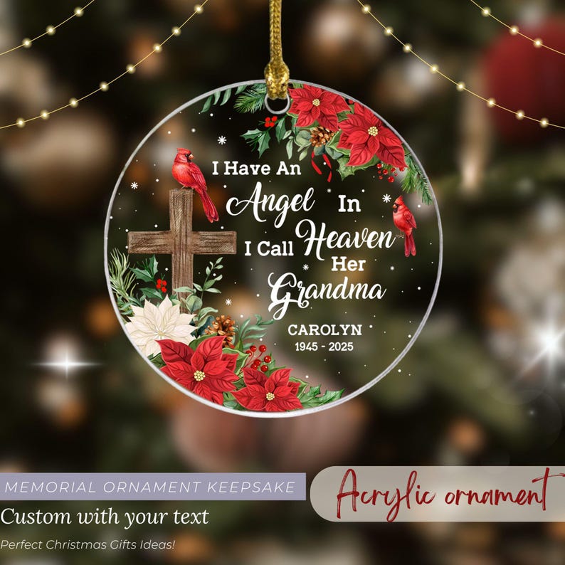 I Have An Angel In Heaven I Call Her Grandma, Red Cardinal Bird Memorial Ornament, Loss of Grandma Gift, In Loving Memory Grandma Ornaments