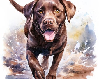Labrador Retriever (Chocolate) Dog Watercolor Clipart | Card Making (Digital Download)