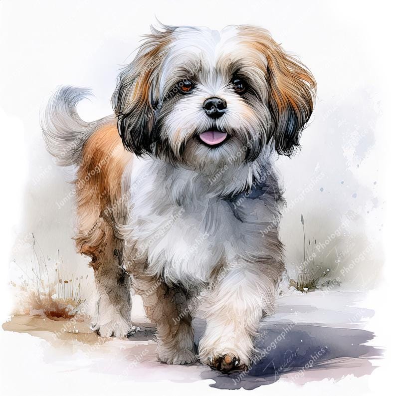 Shih Tzu Dog Watercolor Clipart | Card Making (digital Download) - Etsy