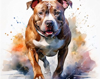 Pit Bull Dog Watercolor Clipart | Card Making (Digital Download)