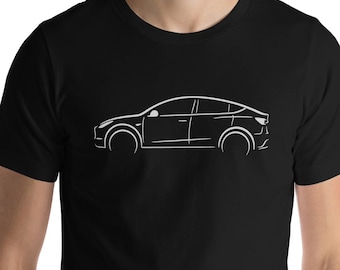 Model Y Silhouette T-Shirt | Minimalist Electric SUV Line Art Tee