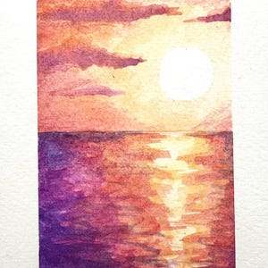 Watercolor Painting, Cute Card, Pretty Painting, Painting, Watercolor, Cute Painting, Serene Painting, Whimsical Painting, Sunset Painting