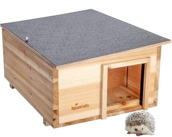 NatureCrafts Igelhaus aus FSC Holz - Wasserdichtes - Verstellbares Labyrinth - extra dicke Wände - 45x34x20cm