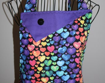 Multi Colored Hearts - Women's Apron - pocket -ruffle - rainbow