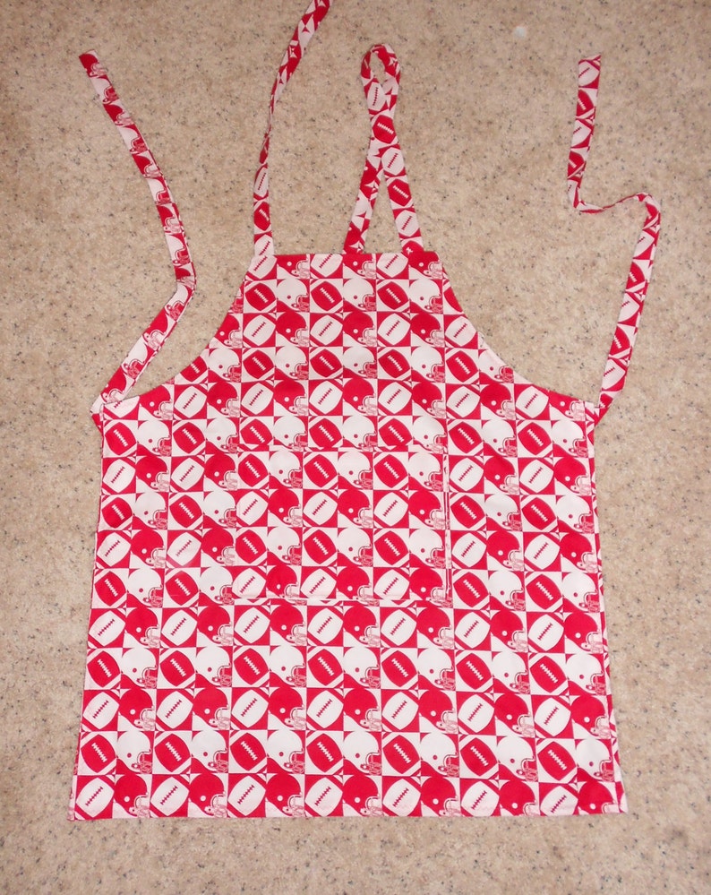 tailgater pocket sports Red and White Football Unisex Apron fan