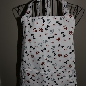 Paw Prints and Bones - Adult Unisex Apron -pocket - dog lover - dog groomer