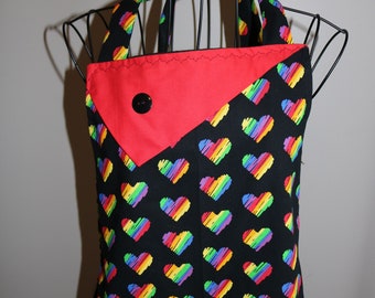 Rainbow Hearts - Women's Apron - pocket - ruffle - LBGTQ - Valentine's Day