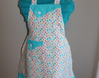 Party Balloons - Girl's Apron - Pocket - Ruffle - Pastels