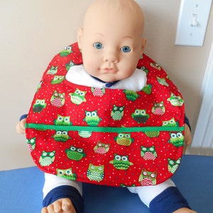 Baby Bib - Christmas Owls - Pocket - Holiday -