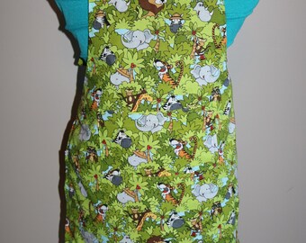 Safari - Child's Unisex Apron -pocket -giraffe - elephant - lion -tiger - bush hat - jungle