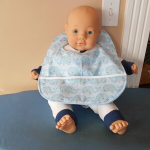 Baby Bib - Whales - Pocket - Polka Dots - Ocean - Marine
