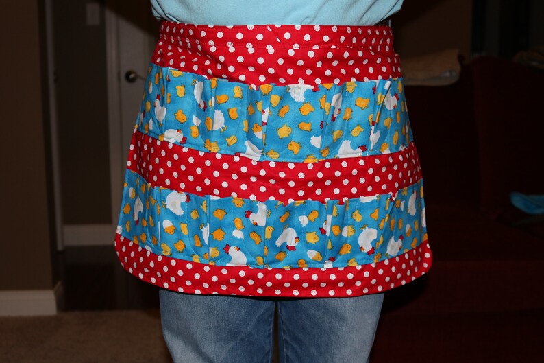 egg collecting pockets Egg Gathering Apron Chickens and Chicks hens polka dots