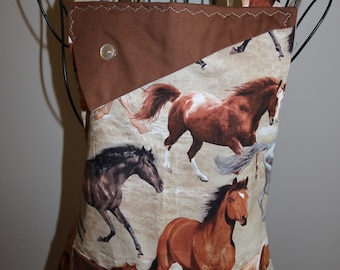 Running Horses - Women's Apron - pocket- ruffle - horse lover - animals - ranch - farm