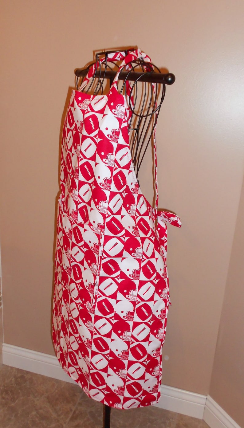 tailgater pocket sports Red and White Football Unisex Apron fan