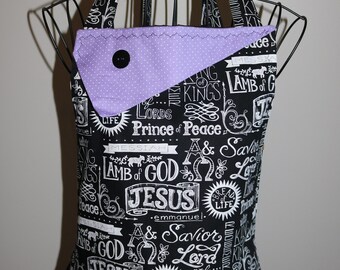 Religious/Messiah with Polka Dots - Women's Apron -pocket -ruffle - Jesus - Lamb of God - church