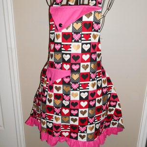 Gold Heart Squares Women's Apron pocket ruffle love stripes image 2