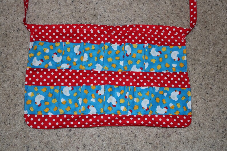 egg collecting pockets Egg Gathering Apron Chickens and Chicks hens polka dots