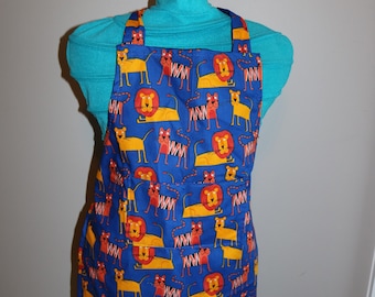 Lions and Tigers - Child's Unisex Apron - pocket - zoo - animals