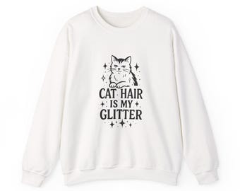 Mon sweat-shirt scintillant en poils de chat, cadeau drôle pour amoureux des chats, col rond douillet, vêtement pour propriétaire d'animal de compagnie, sweat-shirt unique pour maman chat, cadeau d'anniversaire, [...]