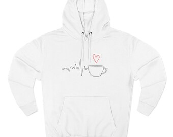 Sweat à capuche Coffee Heartbeat Line | Amateur de café Sweat léger
