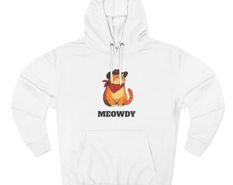 Sweat à capuche « Meowdy » avec chat de cowboy | Illustration de chat occidental, sweat-shirt drôle de chat