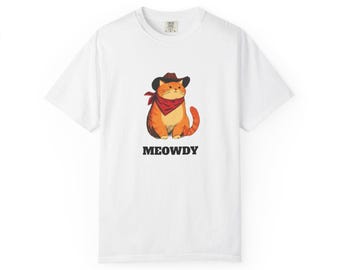 T-shirt chat cowboy miaou | Illustration de chat mignon, bandana occidental