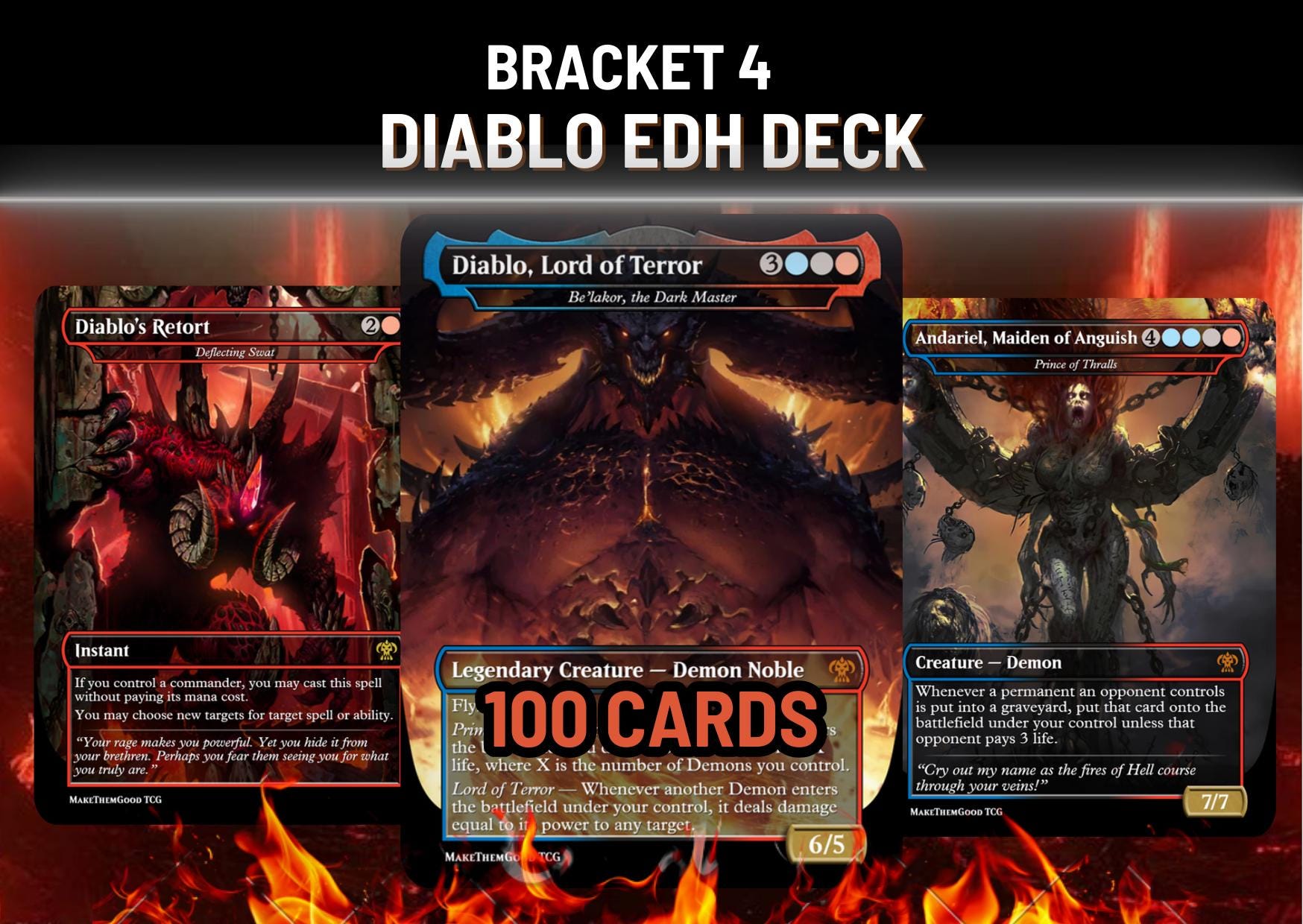 Demon Tribal EDH Deck, Diablo Theme Bracket 4, Custom Full Art Cards - Etsy