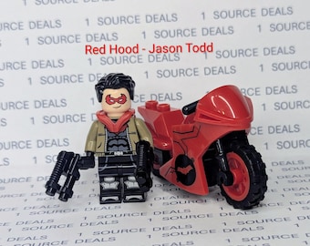 Red Hood Jason Todd Minifigure With Motorcycle Classic Figure Arkham