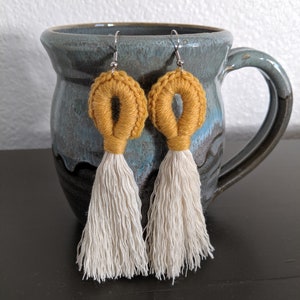 Macrame Earrings, Boho Earrings, Tassel Earrings, Crochet Earrings, Dangle Earrings, Earrings With Fringe, Ready to Ship