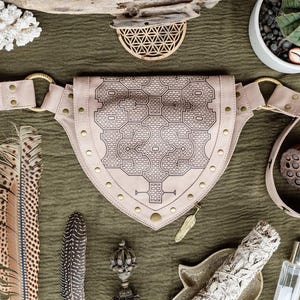 Beige Cotton Canvas Hip Bag Purse ∆ Boho Pocket Thigh Bag ∆ Ibiza Festival Belt Bag ∆ Hippie Man Waist Bag ∆ Shipibo Peruan Ethnic Print