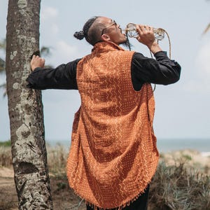 Chaleco para hombre ∆ Ropa bohemia Tulum, atuendo para festivales para hombre ∆ Ropa bohemia tribal, túnica hippie ∆ Kaftan gitano de Goa / color óxido