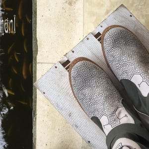 Botas veganas boho para mujer ∆ Zapatos hippies de lona de algodón ∆ Botas altas para festivales ∆ Botas tribales del desierto indio Shipibo / Unisex / 2 colores imagen 16