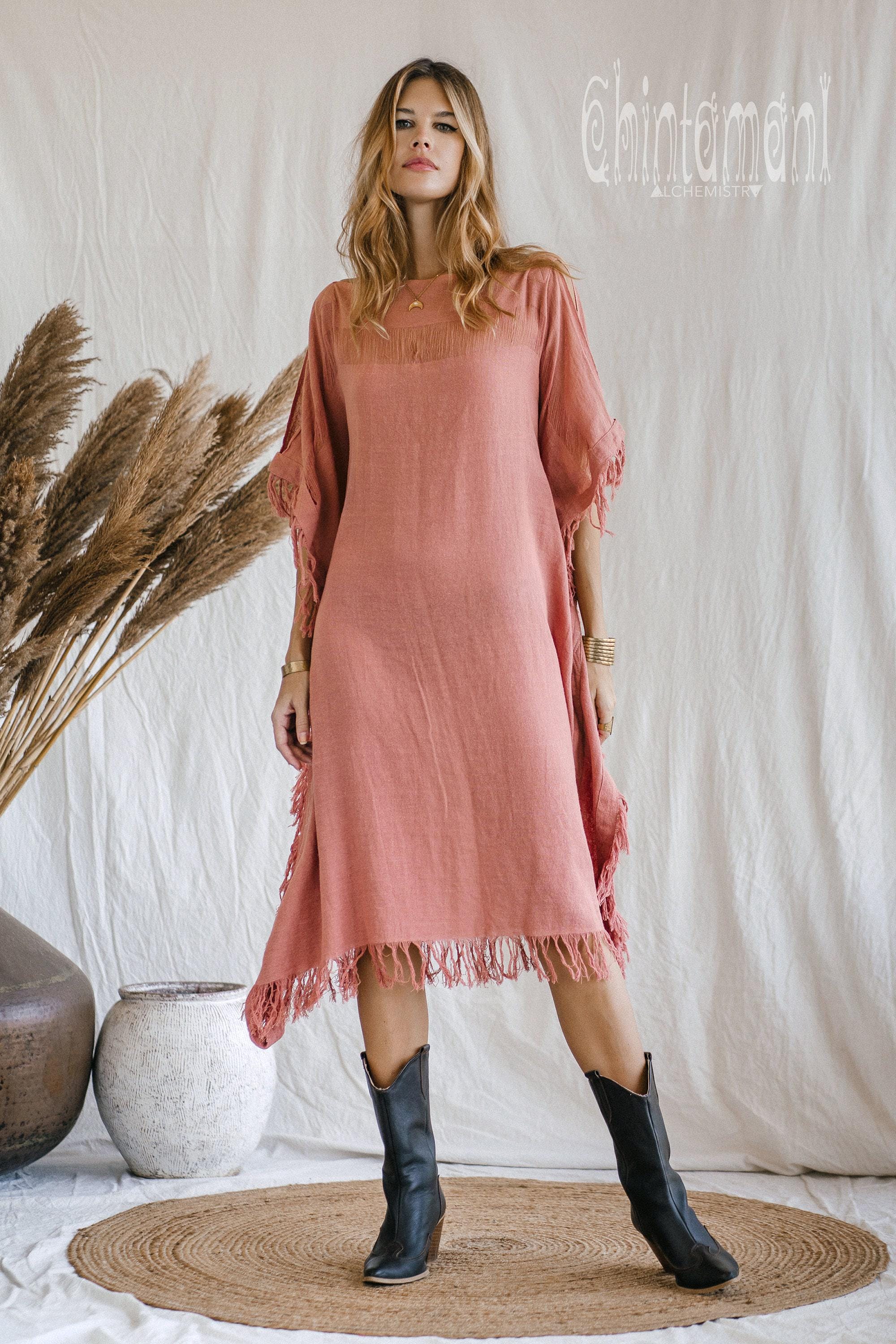 Pink Goddess Poncho Dress ∆ Boho Festival Clothes Summer Tunic Beach ...