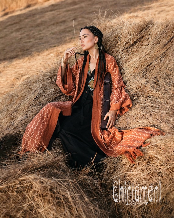kimono pattern dress bohemian KIMONO DRESS IKAT