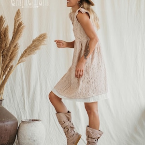 Beige Vegan Shoes ∆ Canvas High Boots Women ∆ Tribal Wrap Shoes ∆ Playa Outfit Man Cotton Boho Boots ∆ Goa Ibiza Gypsy Style image 6