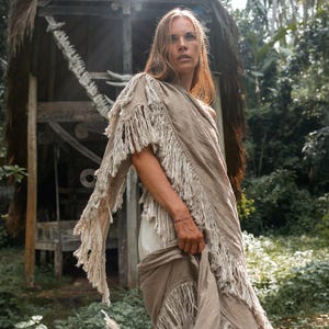 Boho Shawl ∆ Fringe Bohemian Scarf Women ∆ Hippie Boho Clothing Organic Shawl ∆ Eco Earthy Gypsy Triangle Cotton Scarf Wrap Cover Up / Sage image 20