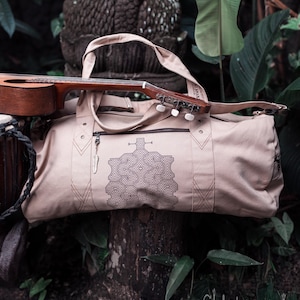Große Reisetasche ∆ Vegane Sporttasche ∆ Frauen Yoga Matte Tasche ∆ Weekender ∆ Baumwoll-Canvas Tasche ∆ Eco Overnight Duffle Bag ∆ Gepäck Handtasche