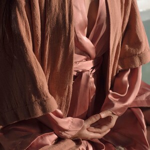 Pink Boho Kimono Cardigan for Women ∆ Bohemian Robe Tribal Ibiza Wrap Cape ∆ Raw Cotton Cover Up Gown by Chintamani Alchemy / Dusty Rose image 15