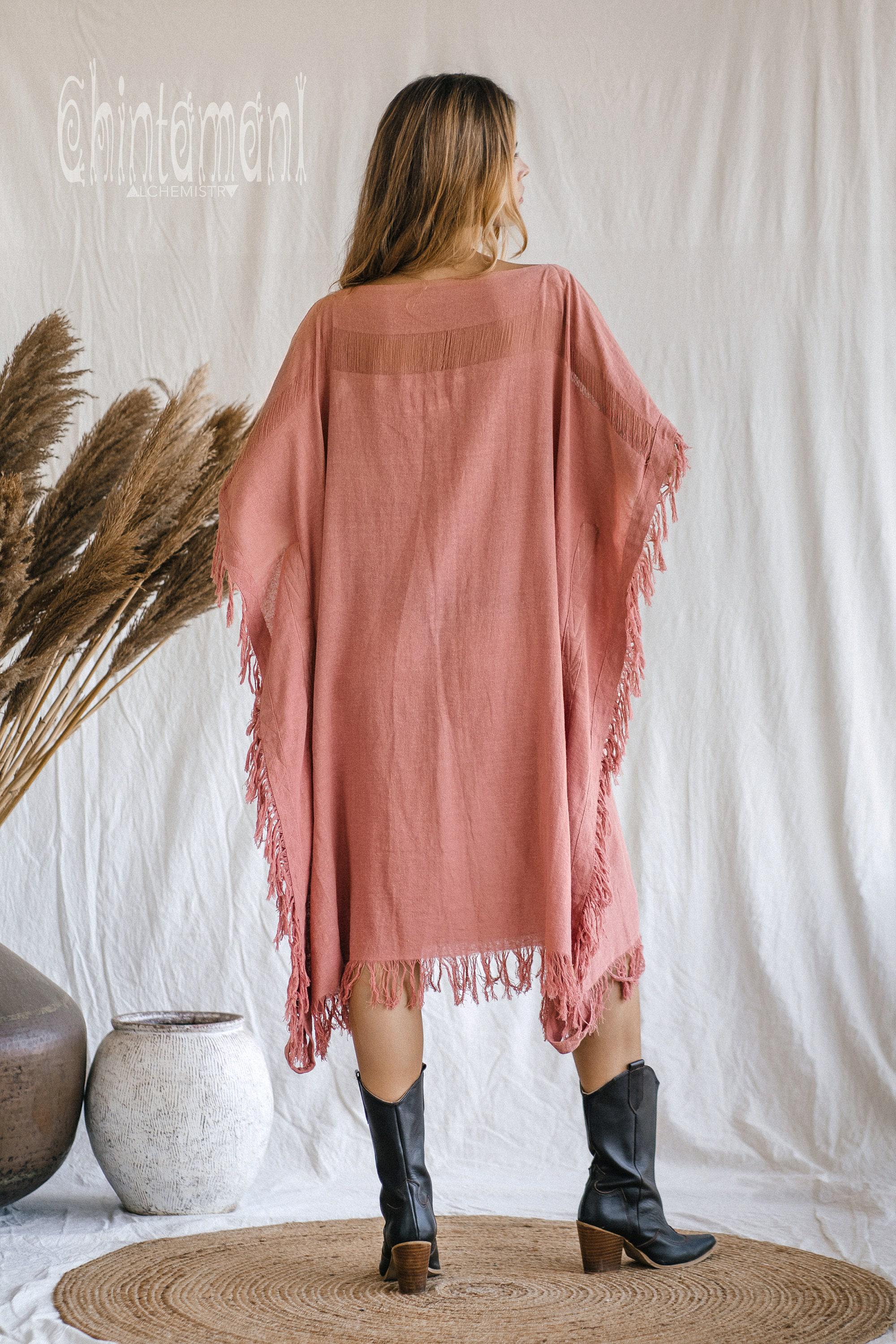 Pink Goddess Poncho Dress ∆ Boho Festival Clothes Summer Tunic Beach ...