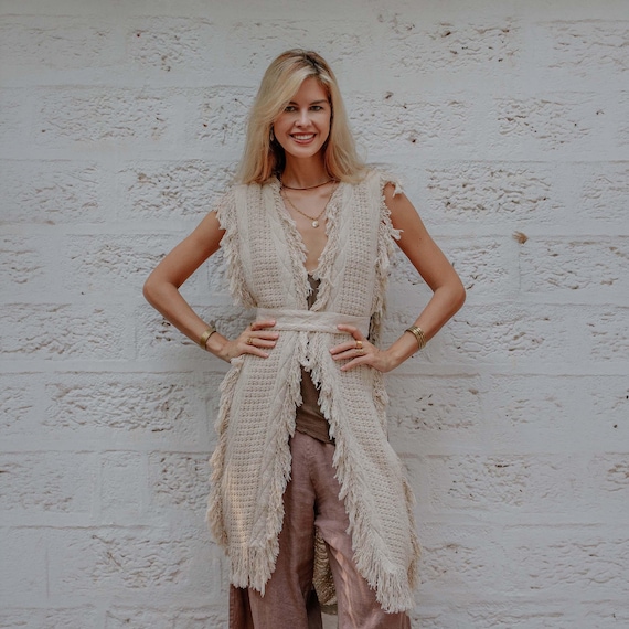 Boho Vest Jacket ∆ Festival Outfit for Women, Burning Man Clothing ∆ Playa Clothes Desert Robe ∆ Burner Style Hippie Poncho Coat