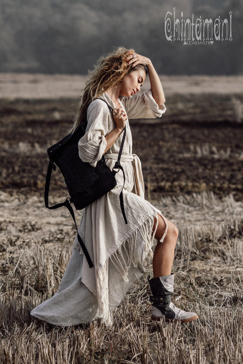 Botas veganas boho para mujer ∆ Zapatos hippies de lona de algodón ∆ Botas altas para festivales ∆ Botas tribales del desierto indio Shipibo / Unisex / 2 colores imagen 13