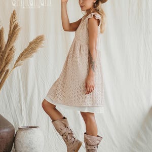 Beige Vegan Shoes ∆ Canvas High Boots Women ∆ Tribal Wrap Shoes ∆ Playa Outfit Man Cotton Boho Boots ∆ Goa Ibiza Gypsy Style image 4