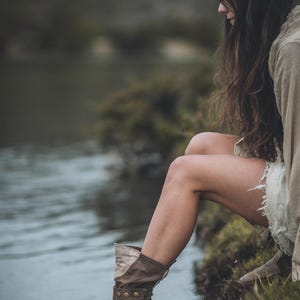 Botas veganas boho para mujer ∆ Zapatos hippies de lona de algodón ∆ Botas altas para festivales ∆ Botas tribales del desierto indio Shipibo / Unisex / 2 colores imagen 17